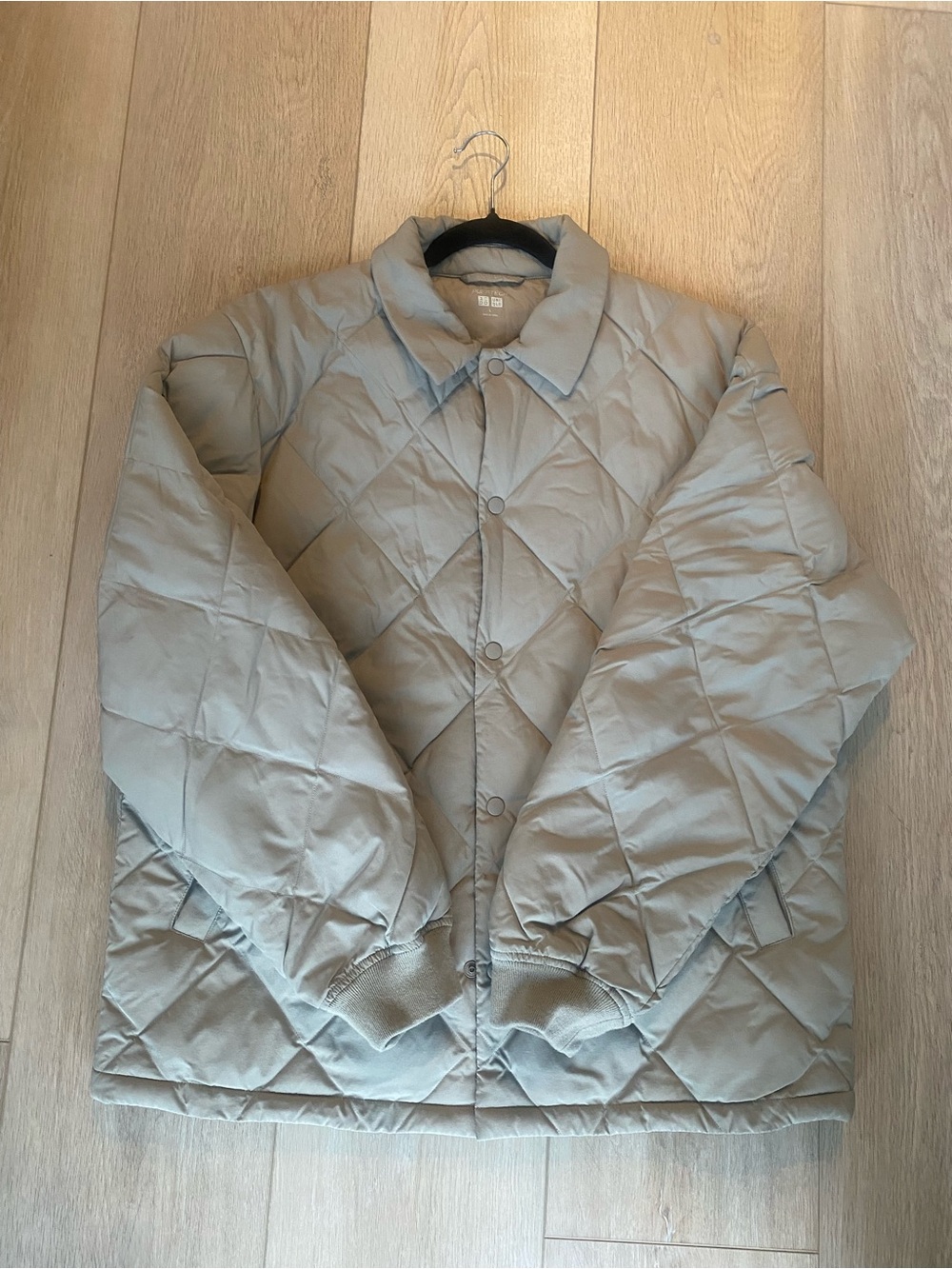 Quilted Puffer Jacket in Light Beige